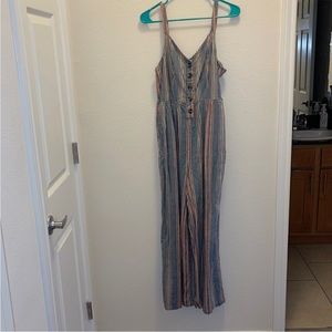 American Eagle striped summer jumpsuit L